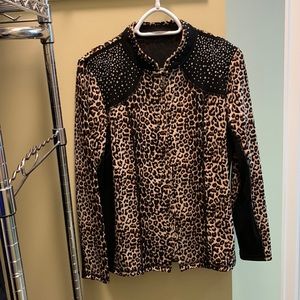Leopard print fashion glitter jacket